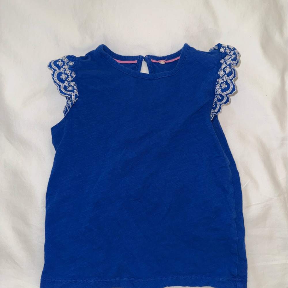 Mini Boden Royal Blue Kids Top with Lace Trim